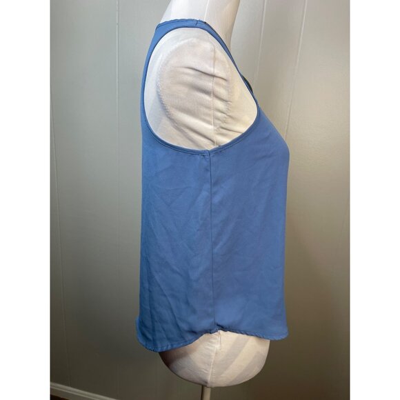 Ambiance Zip Neck Sleeveless Blouse Cornflower Blue Size Small - Picture 5 of 9